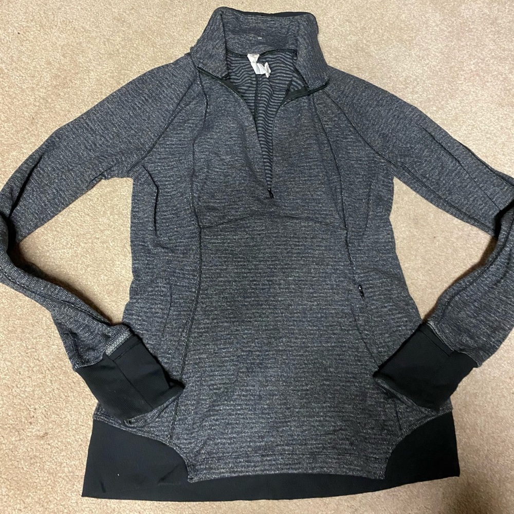 Lululemon Black Grey Quarter Zip Pullover